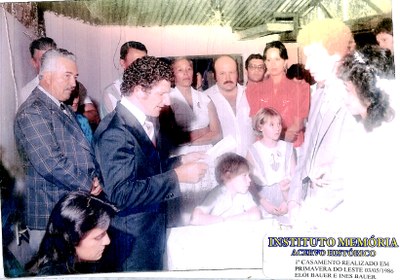 1º casamento realizado em Primavera do Leste, em 03/05/1986. Elói Bauer e Inês Bauer